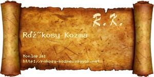 Rákosy Kozma névjegykártya